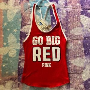 Victoria's Secret Red Sleeveless Tank Top with Bold Print